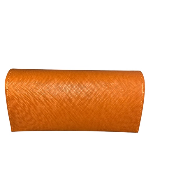Tory Burch New Orange Grain Gold Logo Eyewear Sunglass Case Holder old money - Picture 7 of 11